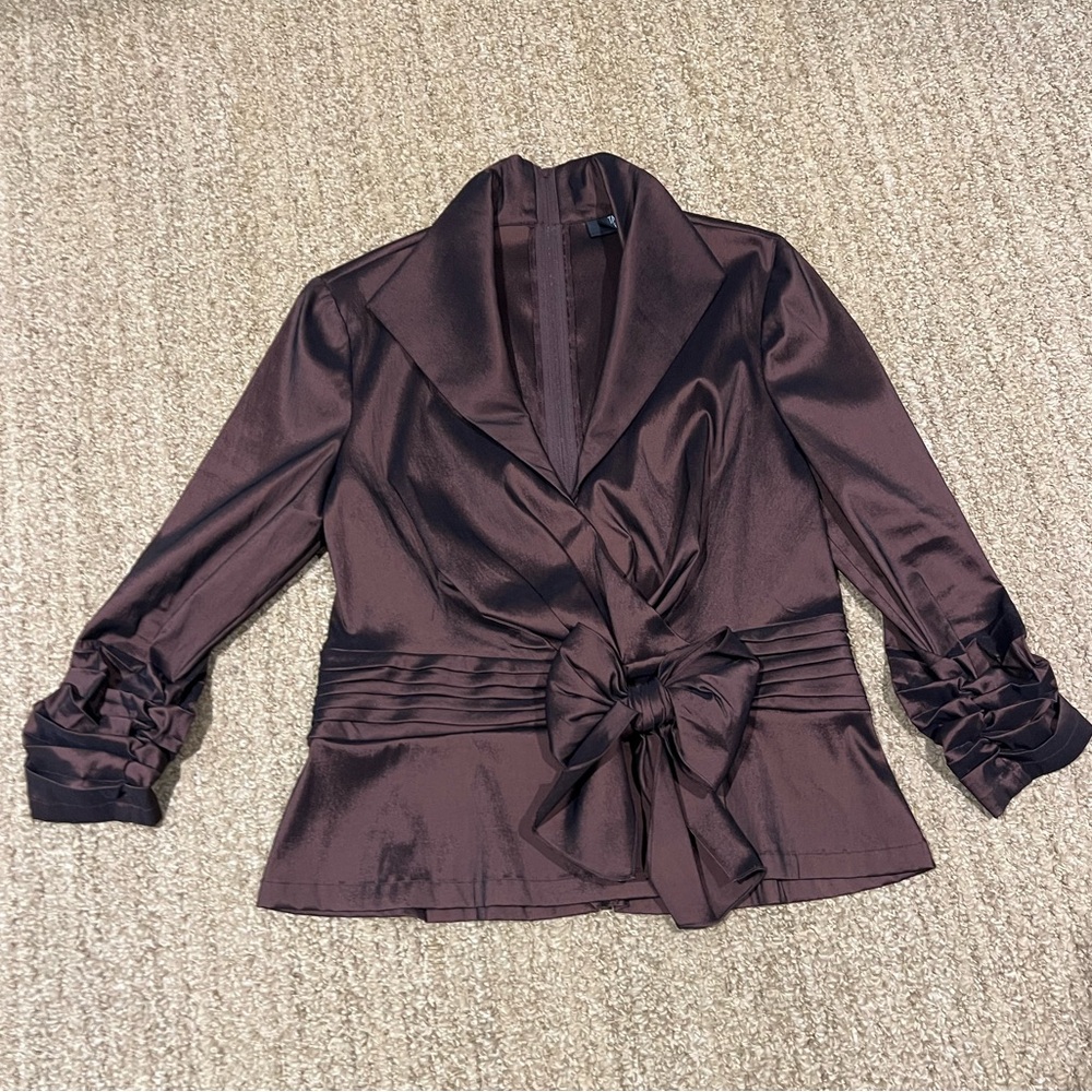 Tadashi Shohi Brown Taffeta Top